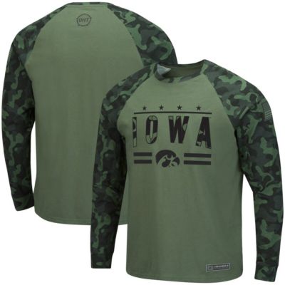 NCAA Iowa Hawkeyes OHT Military Appreciation Slim-Fit Raglan Long Sleeve T-Shirt