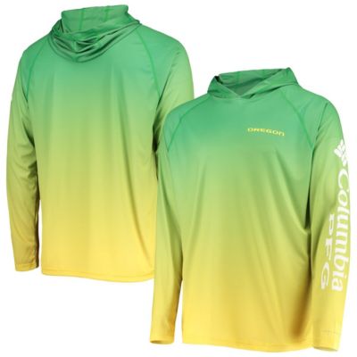 Columbia Men's NCAA PFG Oregon Ducks Terminal Tackle Omni-Shade UPF 50 Long Sleeve Hooded Top -  32041554400064