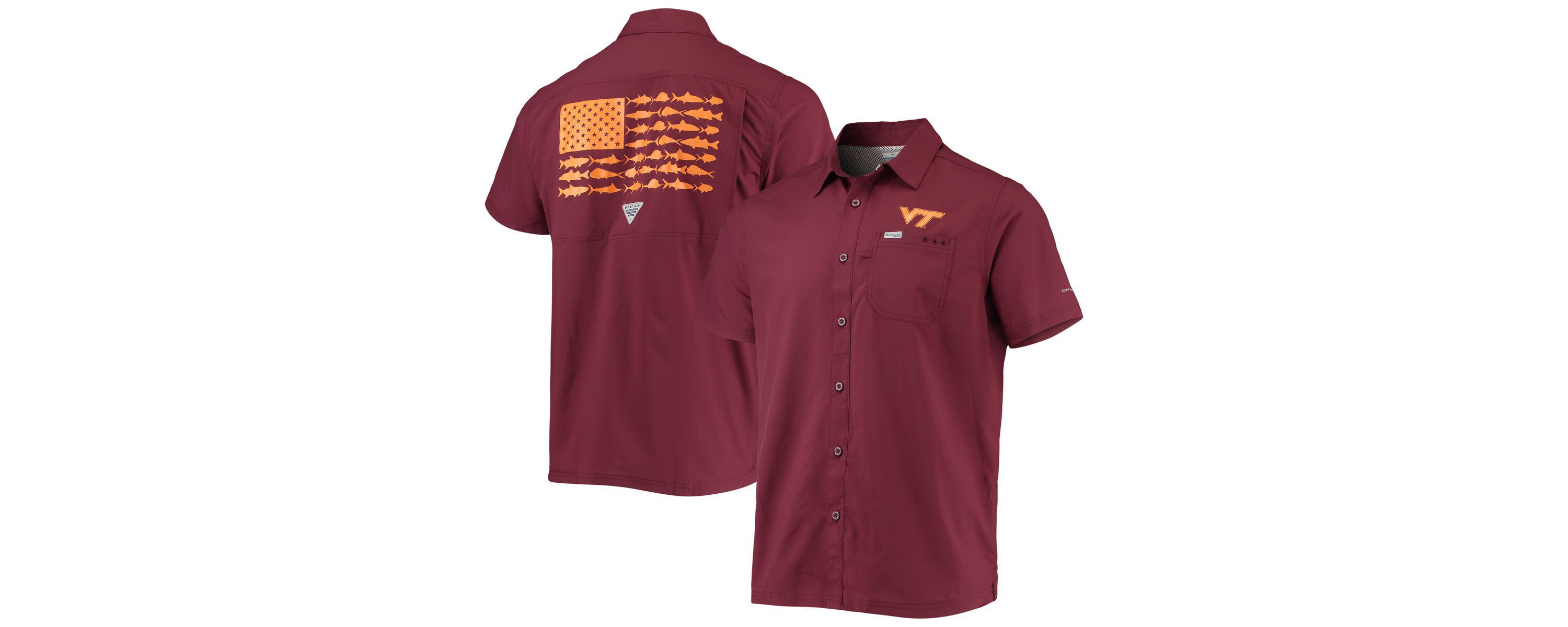 NCAA PFG Virginia Tech Hokies Slack Tide Camp Button-Up Shirt
