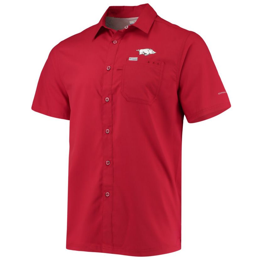 NCAA PFG Arkansas Razorbacks Slack Tide Camp Button-Up Shirt