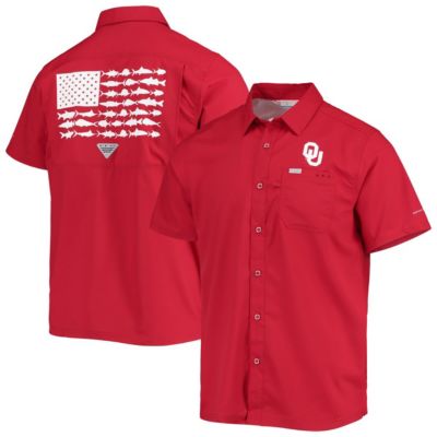 NCAA PFG Oklahoma Sooners Slack Tide Camp Button-Up Shirt