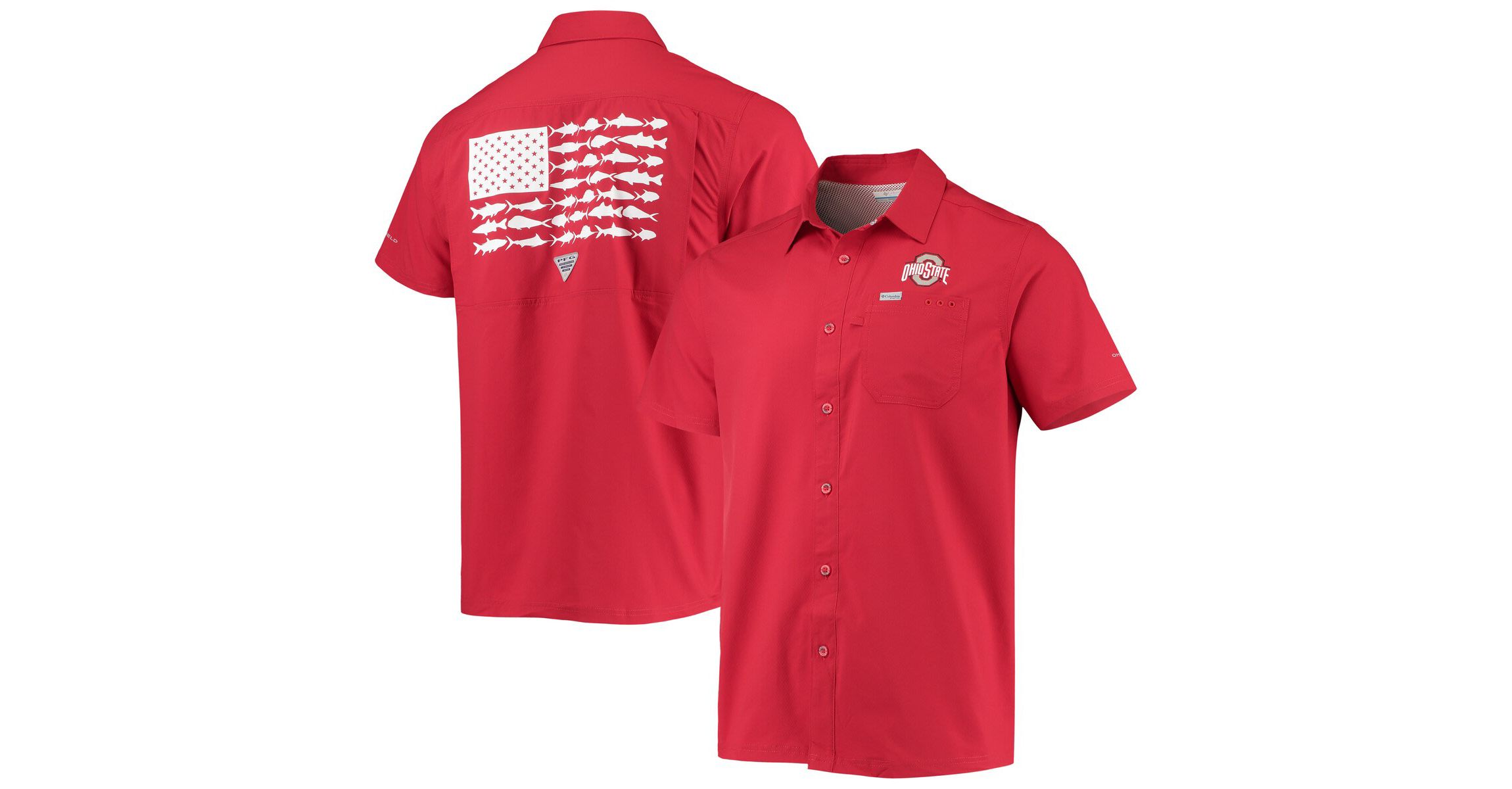 NCAA PFG Ohio State Buckeyes Slack Tide Camp Button-Up Shirt