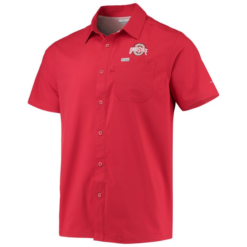 NCAA PFG Ohio State Buckeyes Slack Tide Camp Button-Up Shirt