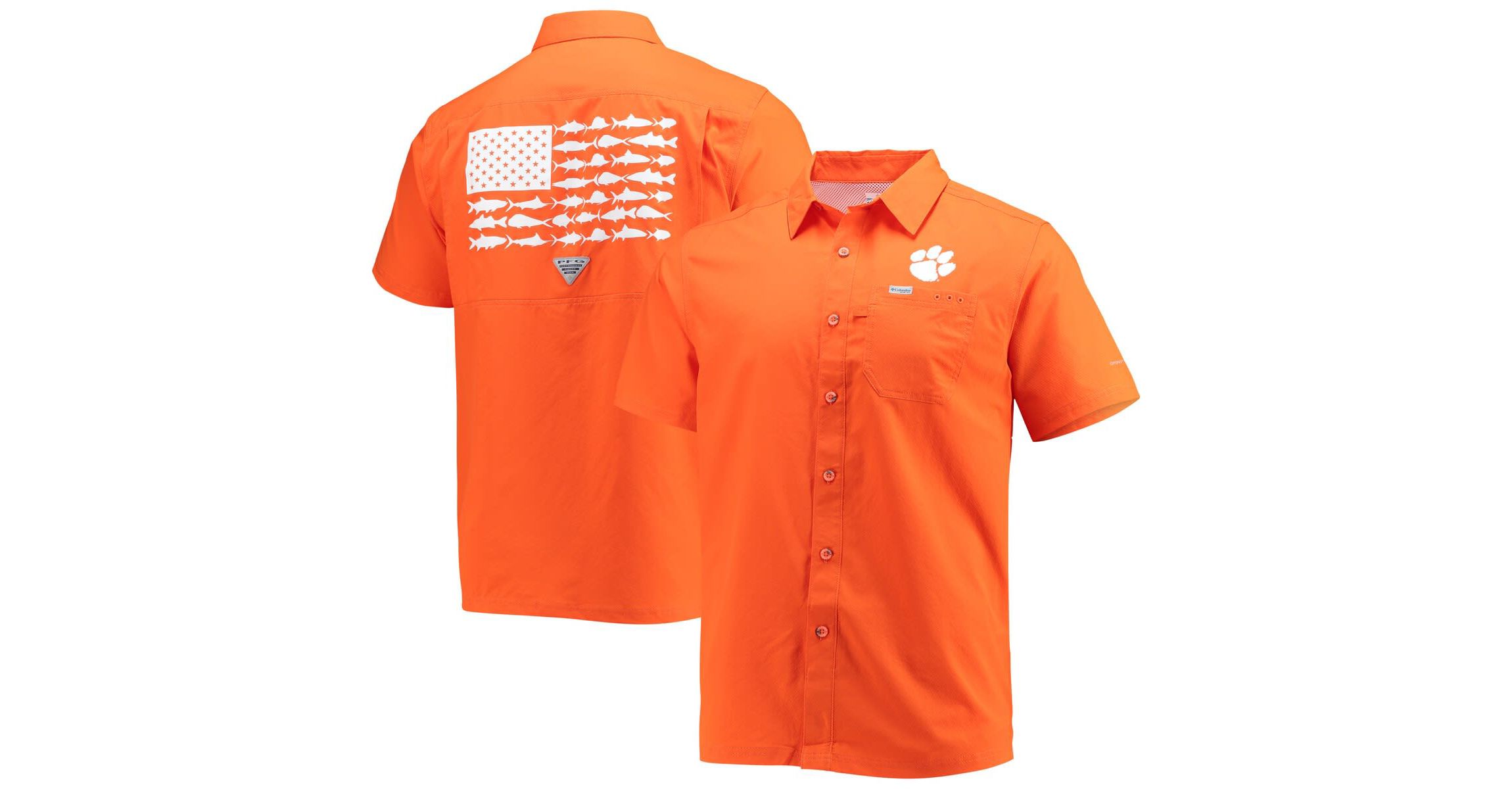 NCAA PFG Clemson Tigers Slack Tide Camp Button-Up Shirt