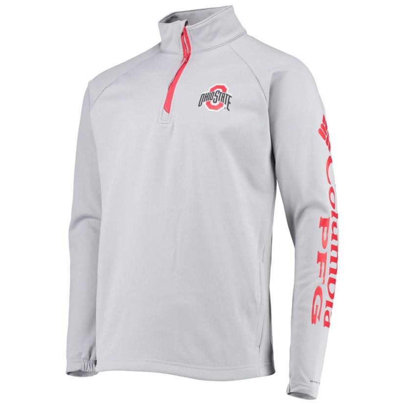 NCAA Ohio State Buckeyes Terminal Tackle Fleece Raglan Omni-Shade Quarter-Zip Jacket