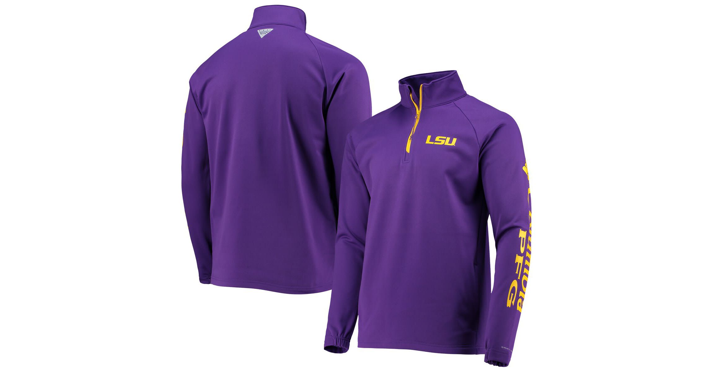 NCAA LSU Tigers Terminal Tackle Fleece Raglan Omni-Shade Quarter-Zip Jacket