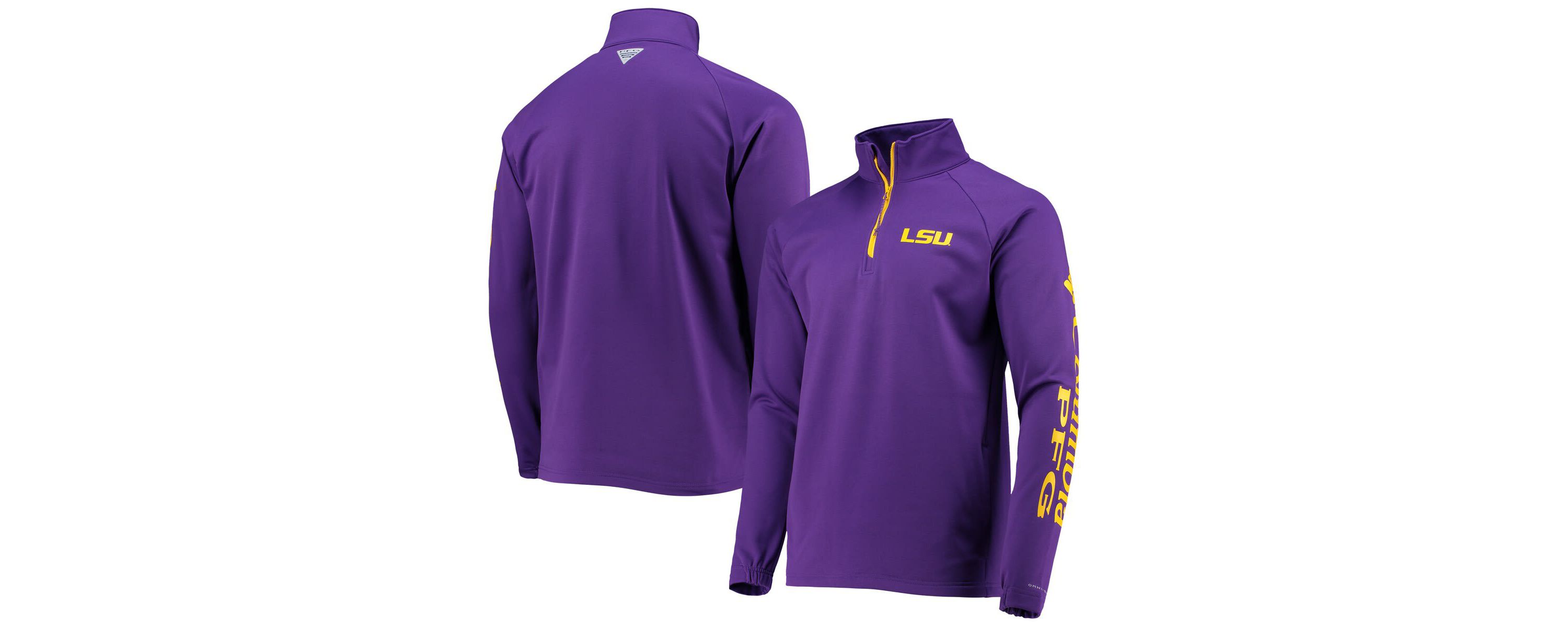 NCAA LSU Tigers Terminal Tackle Fleece Raglan Omni-Shade Quarter-Zip Jacket