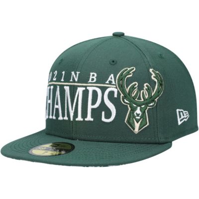 New Era Men's NBA Hunter Milwaukee Bucks 2021 NBA Champs Retro Pop Undervisor 59FIFTY Fitted Hat