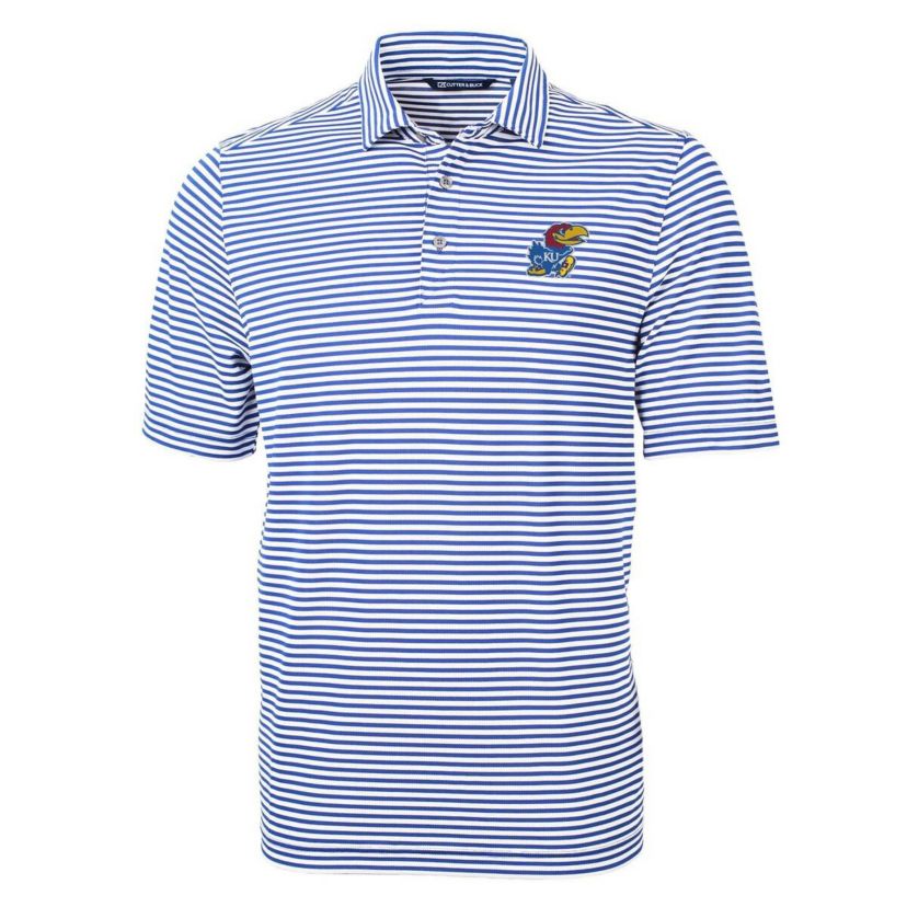 NCAA Kansas Jayhawks Virtue Eco Pique Stripe Recycled Polo