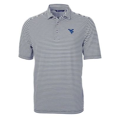 NCAA West Virginia Mountaineers Virtue Eco Pique Stripe Recycled Polo