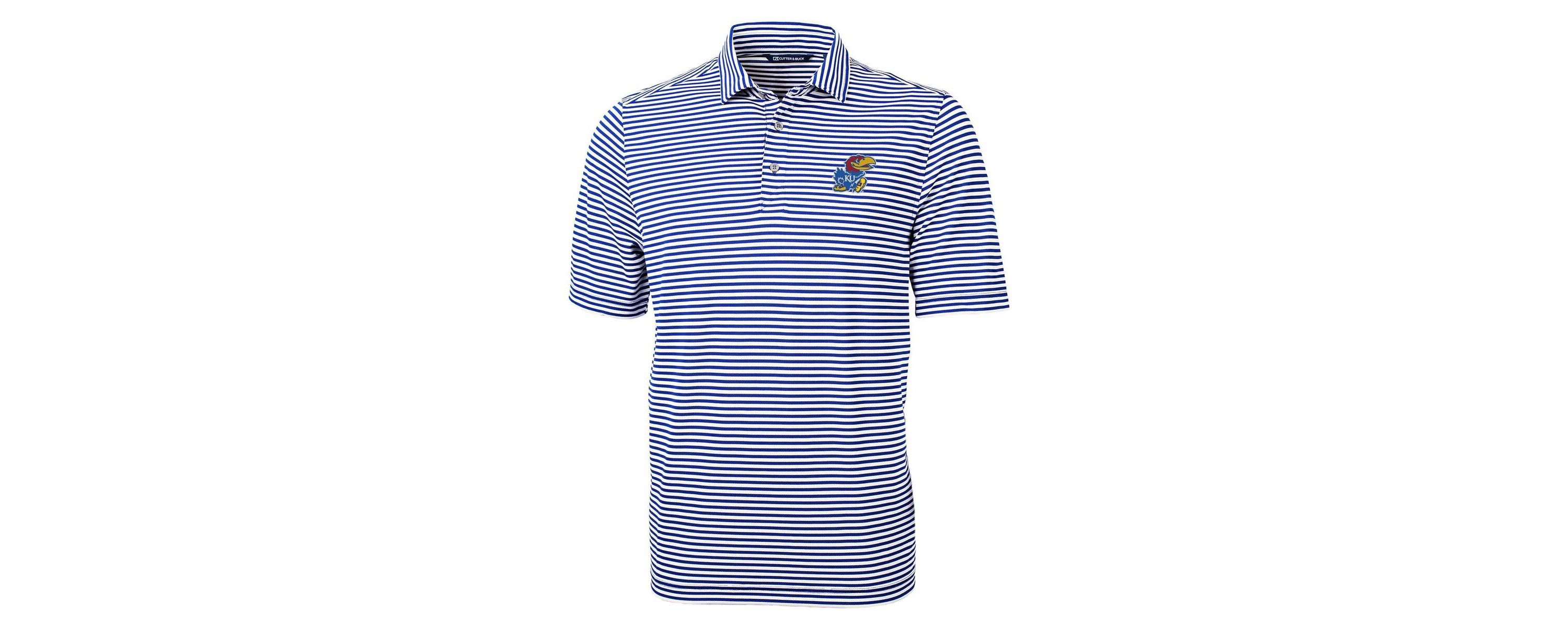 NCAA Kansas Jayhawks Virtue Eco Pique Stripe Recycled Polo
