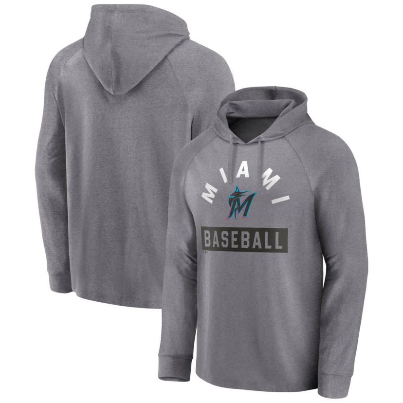 MLB Fanatics Miami Marlins No Time Off Raglan Pullover Hoodie