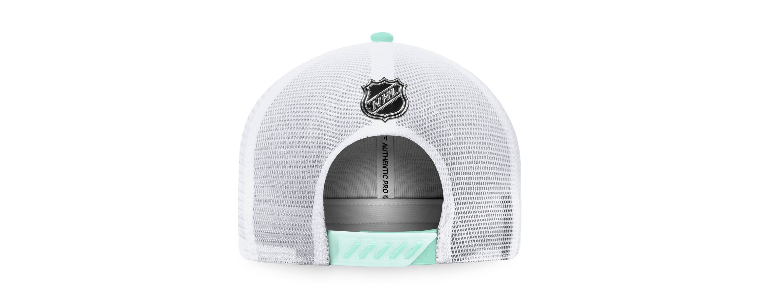 NHL Fanatics Navy/White Seattle Kraken 2022 NHL Draft Authentic Pro On Stage Trucker Adjustable Hat