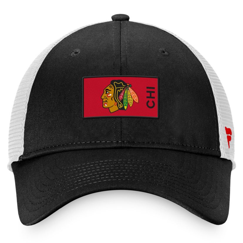 NHL Fanatics Black/White Chicago Blackhawks Authentic Pro Rink Trucker Snapback Hat