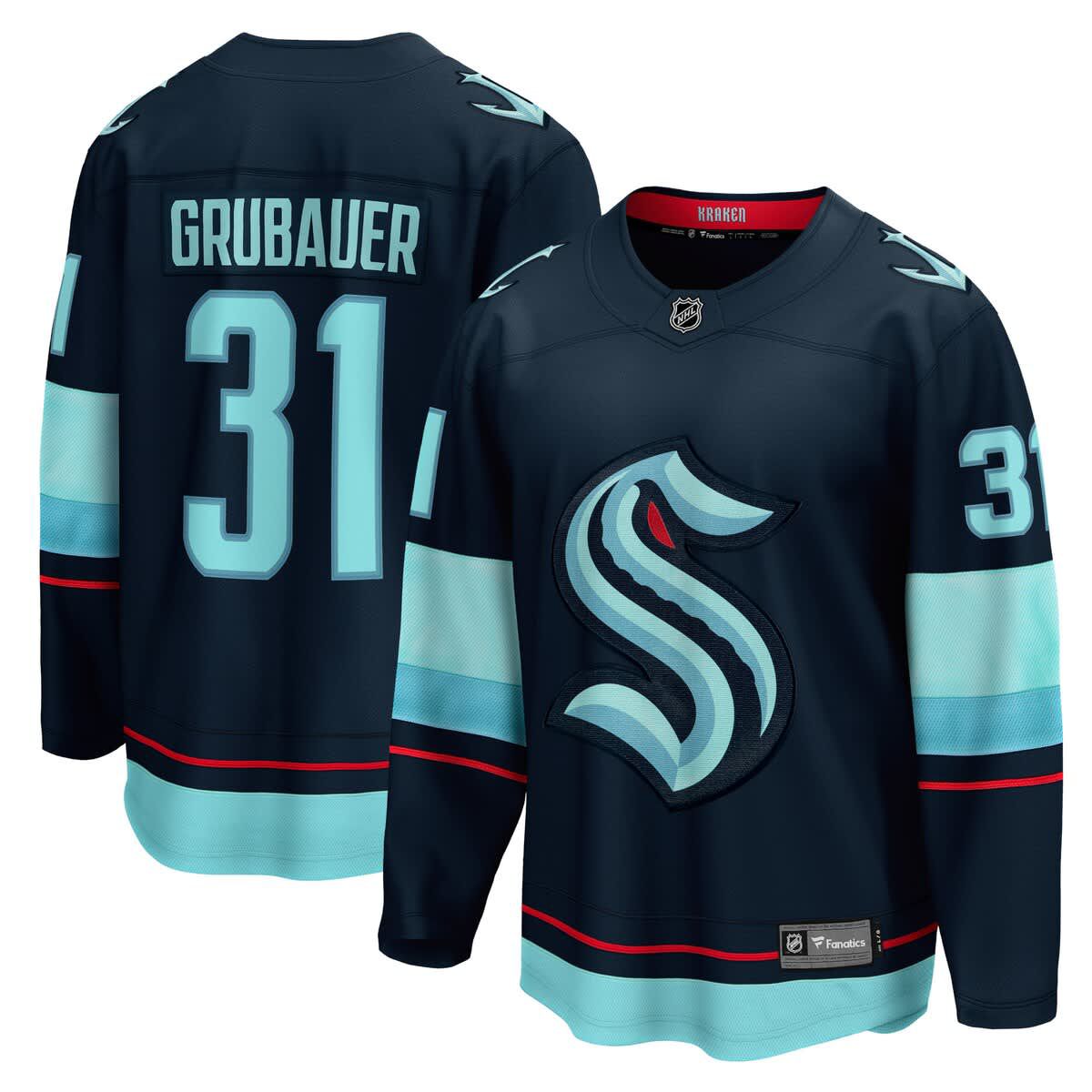 NHL Fanatics Philipp Grubauer Seattle Kraken Home Breakaway Player Jersey