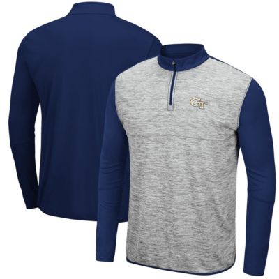 Colosseum Men's Georgia Tech Yellow Jackets NCAA Georgia Tech Jackets Prospect Space-Dye Quarter-Zip Jacket, Grey, 2XL