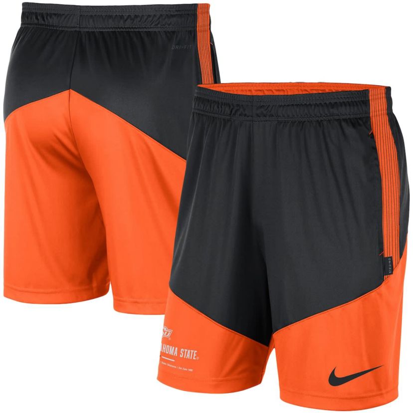 NCAA Nike Black/Orange Oklahoma State Cowboys Team Performance Knit Shorts