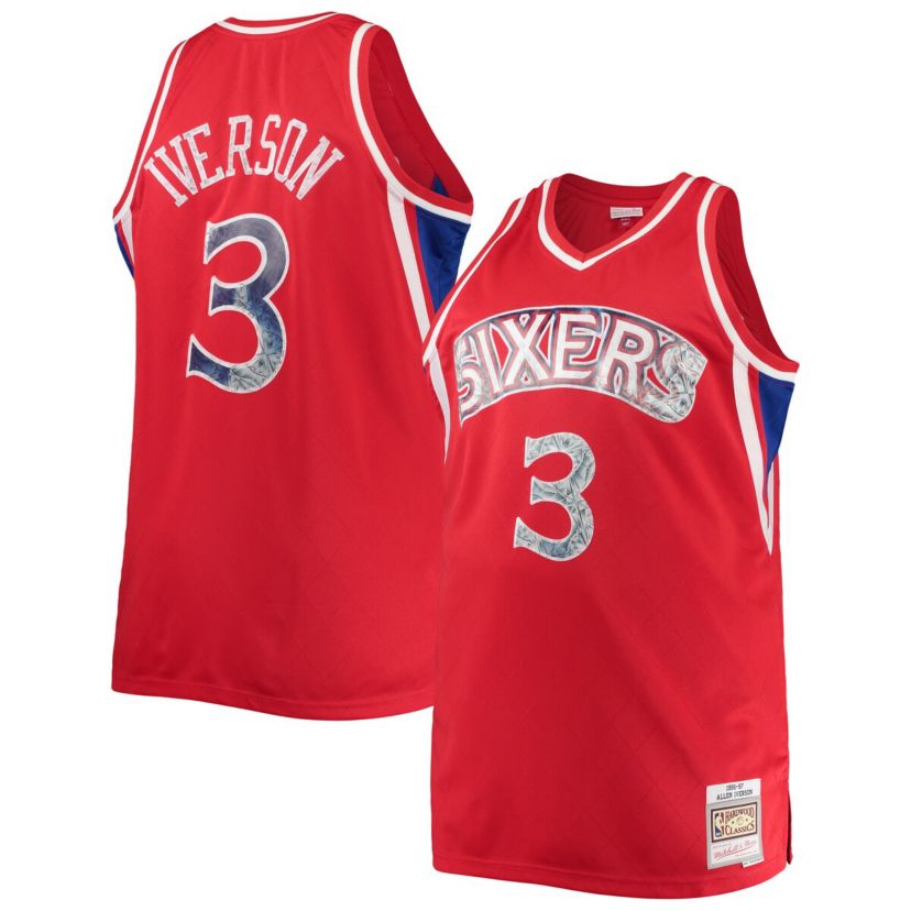 NBA Allen Iverson Philadelphia 76ers Big & Tall 1996/97 NBA 75th Anniversary Diamond Swingman Jersey