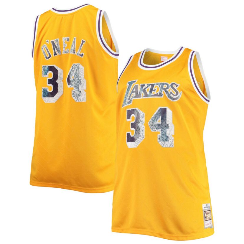NBA Shaquille ONeal Los Angeles Lakers Big & Tall 1996-97 NBA 75th Anniversary Diamond Swingman Jersey