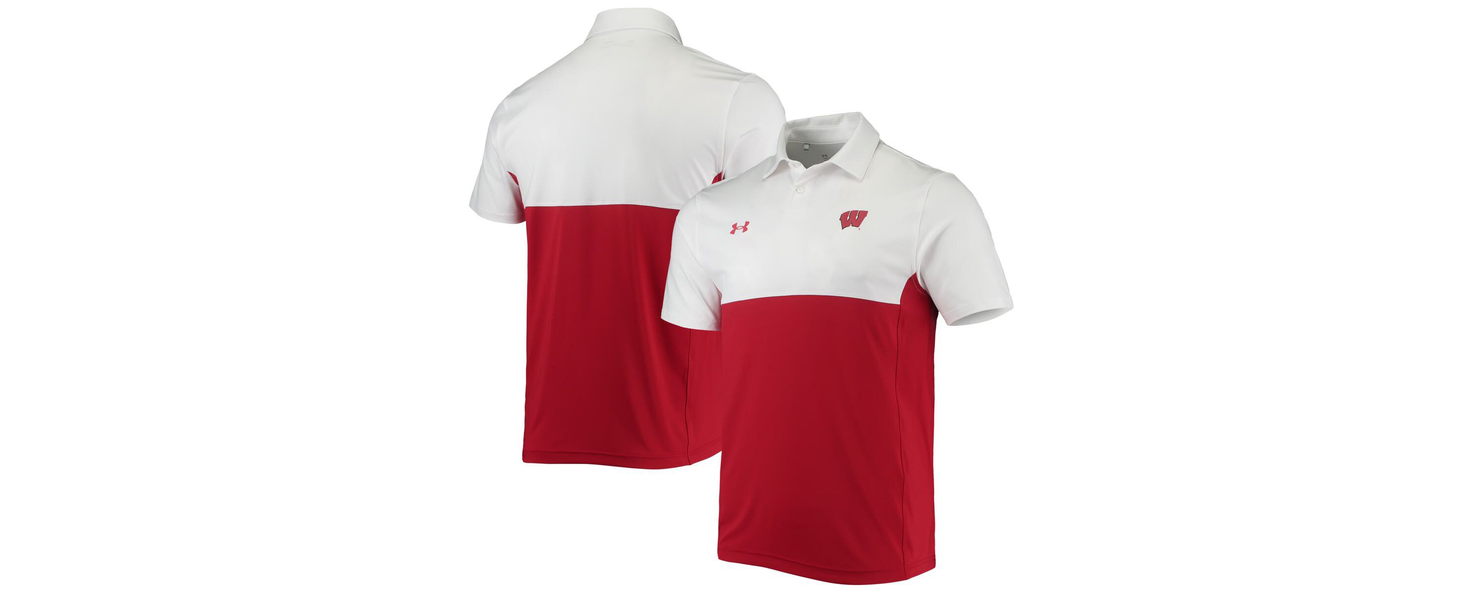 NCAA Under Armour Wisconsin Badgers 2022 Blocked Coaches Performance Polo