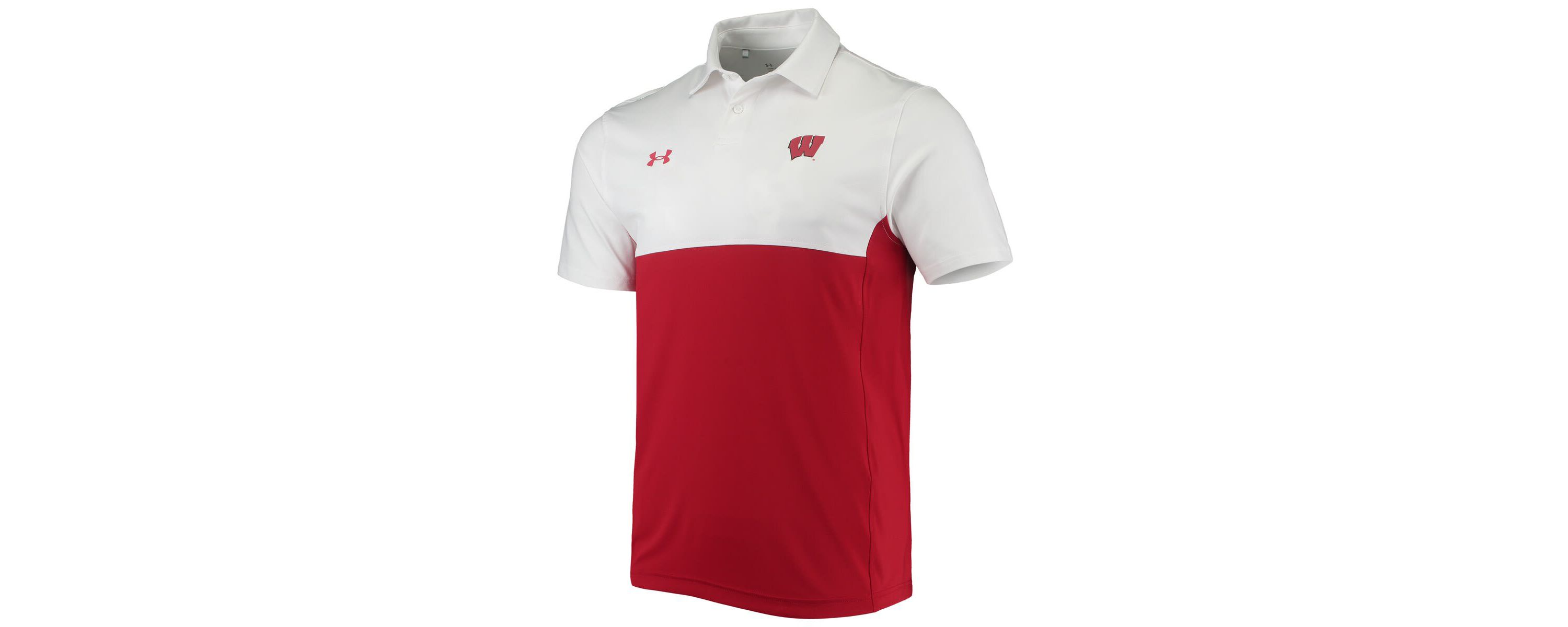 NCAA Under Armour Wisconsin Badgers 2022 Blocked Coaches Performance Polo