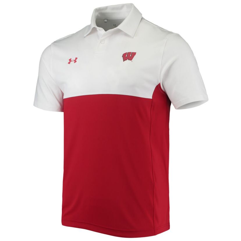 NCAA Under Armour Wisconsin Badgers 2022 Blocked Coaches Performance Polo
