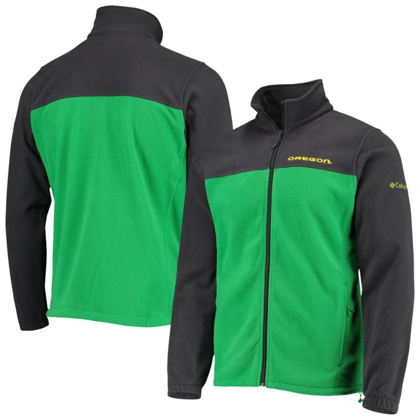 NCAA Charcoal/Green Oregon Ducks Team Flanker III Fleece Team Full-Zip Jacket