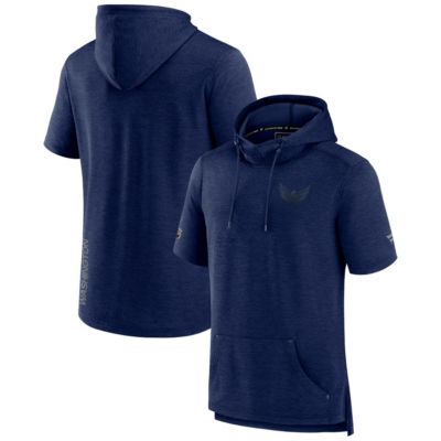 Men's NHL Fanatics Washington Capitals Authentic Pro Road Performance Short Sleeve Pullover Hoodie, Navy Blue, Small