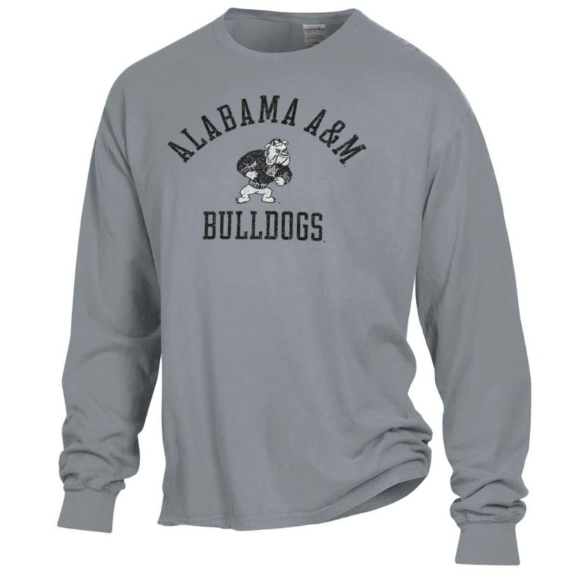 NCAA Alabama A&M Bulldogs Arch Logo Garment Dyed Long Sleeve T-Shirt