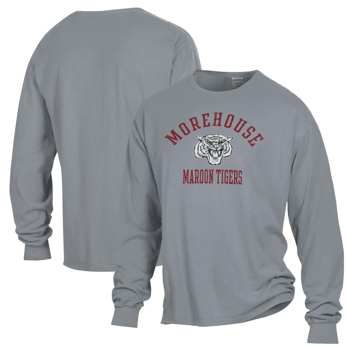 Morehouse Maroon Tigers NCAA Morehouse Tigers Arch Logo Garment Dyed Long Sleeve T-Shirt