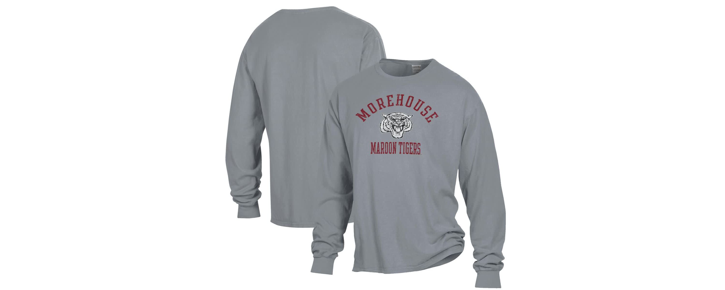 Morehouse Maroon Tigers NCAA Morehouse Tigers Arch Logo Garment Dyed Long Sleeve T-Shirt