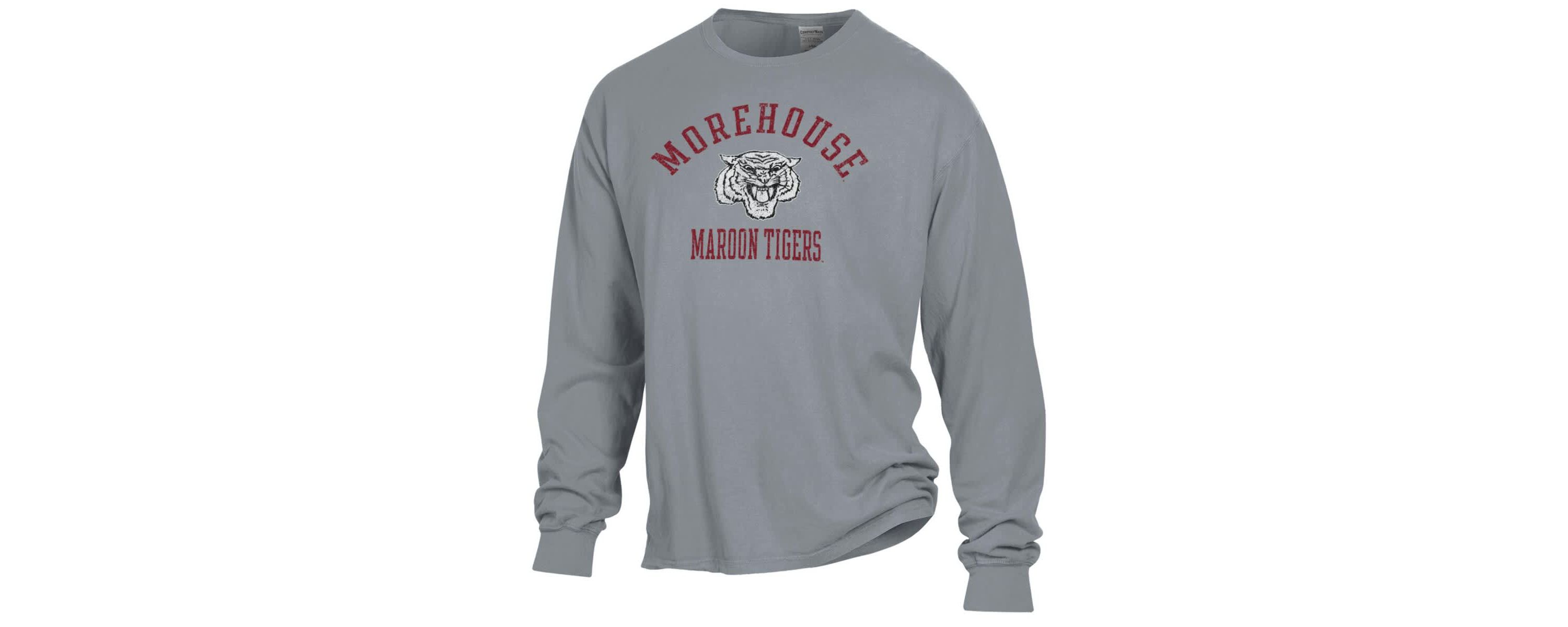 Morehouse Maroon Tigers NCAA Morehouse Tigers Arch Logo Garment Dyed Long Sleeve T-Shirt