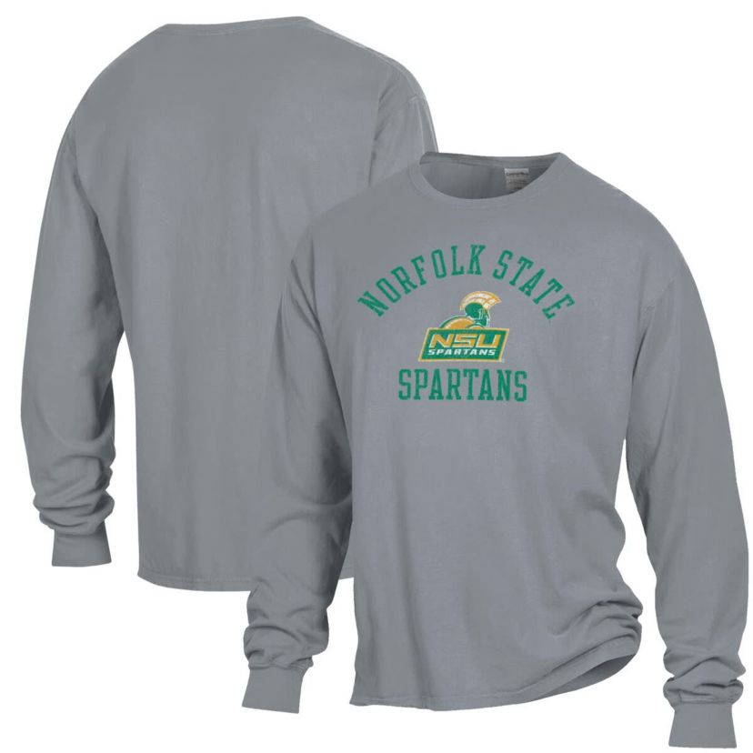 NCAA Norfolk State Spartans Arch Logo Garment Dyed Long Sleeve T-Shirt