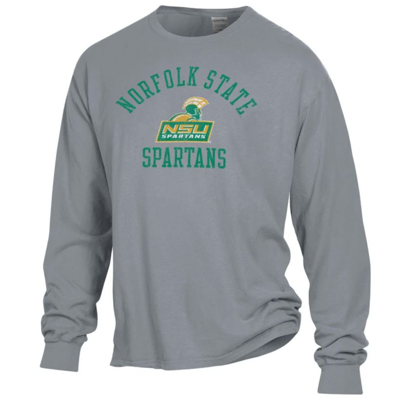 NCAA Norfolk State Spartans Arch Logo Garment Dyed Long Sleeve T-Shirt