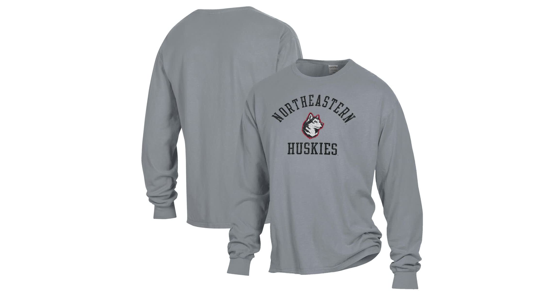 NCAA Northeastern Huskies Arch Logo Garment Dyed Long Sleeve T-Shirt