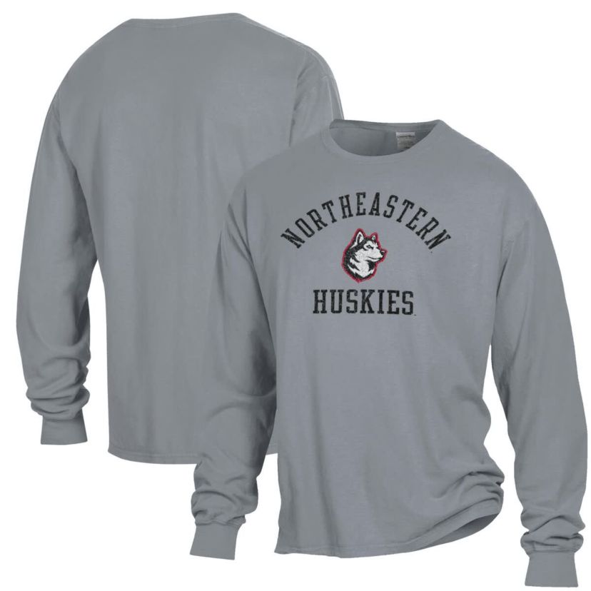 NCAA Northeastern Huskies Arch Logo Garment Dyed Long Sleeve T-Shirt