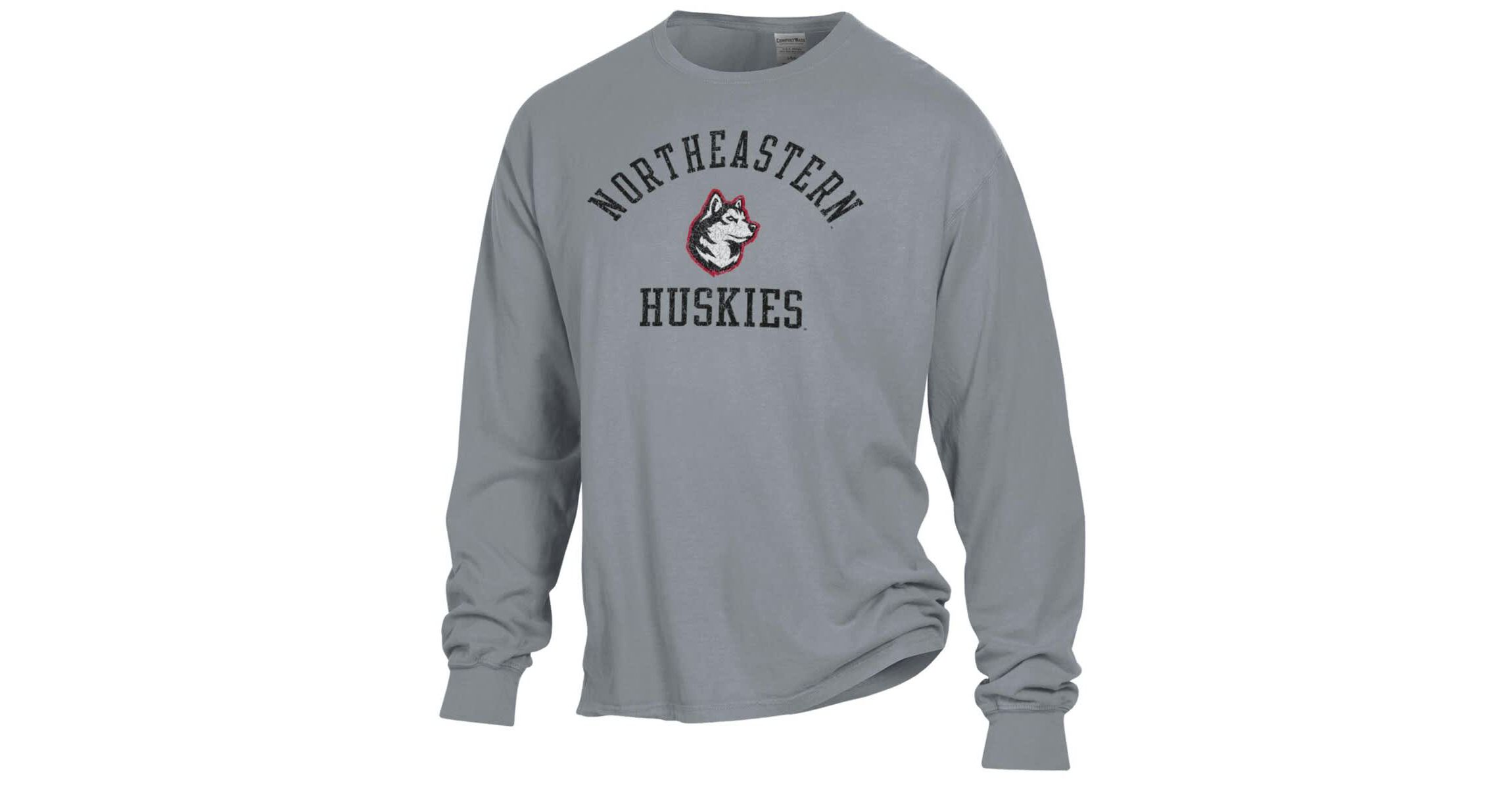 NCAA Northeastern Huskies Arch Logo Garment Dyed Long Sleeve T-Shirt