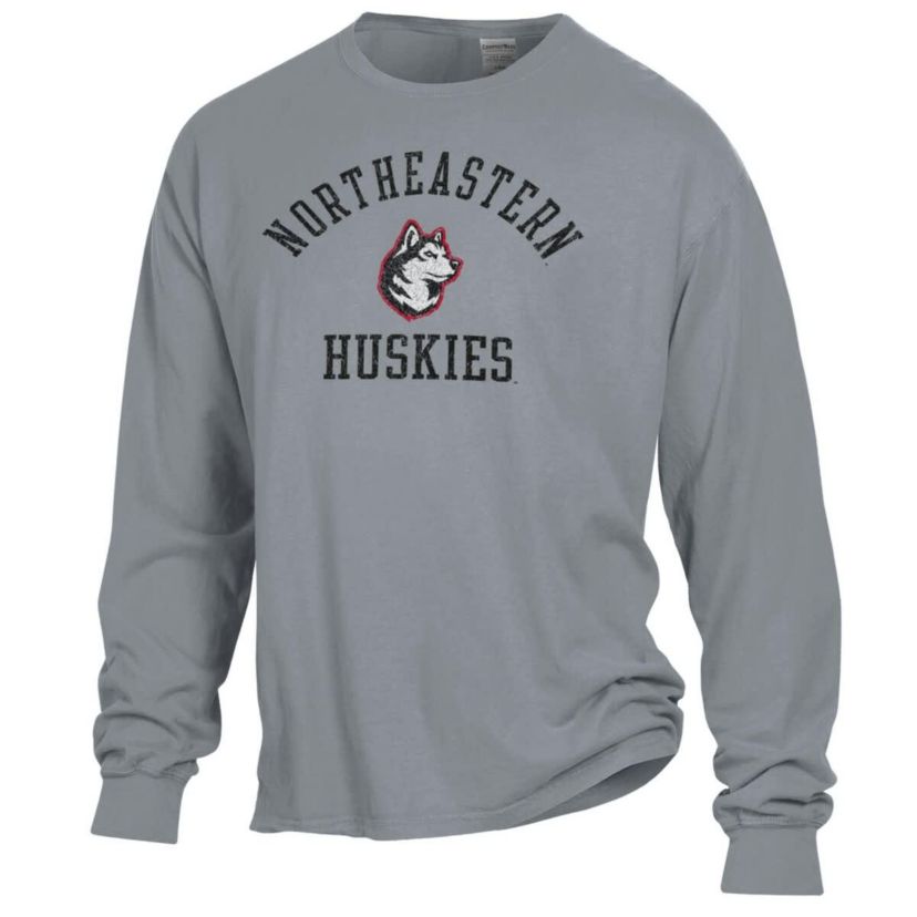 NCAA Northeastern Huskies Arch Logo Garment Dyed Long Sleeve T-Shirt