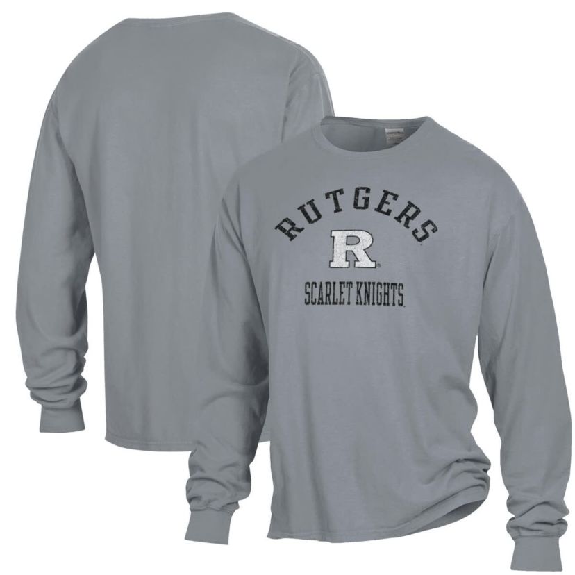 Rutgers Scarlet Knights NCAA Rutgers Knights Arch Logo Garment Dyed Long Sleeve T-Shirt