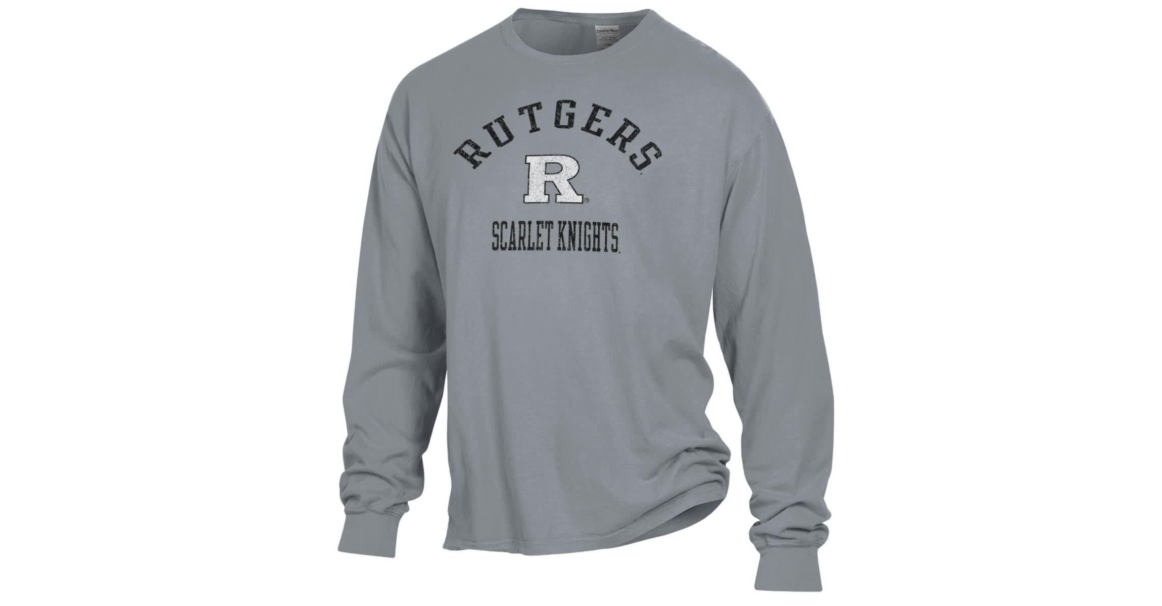 Rutgers Scarlet Knights NCAA Rutgers Knights Arch Logo Garment Dyed Long Sleeve T-Shirt