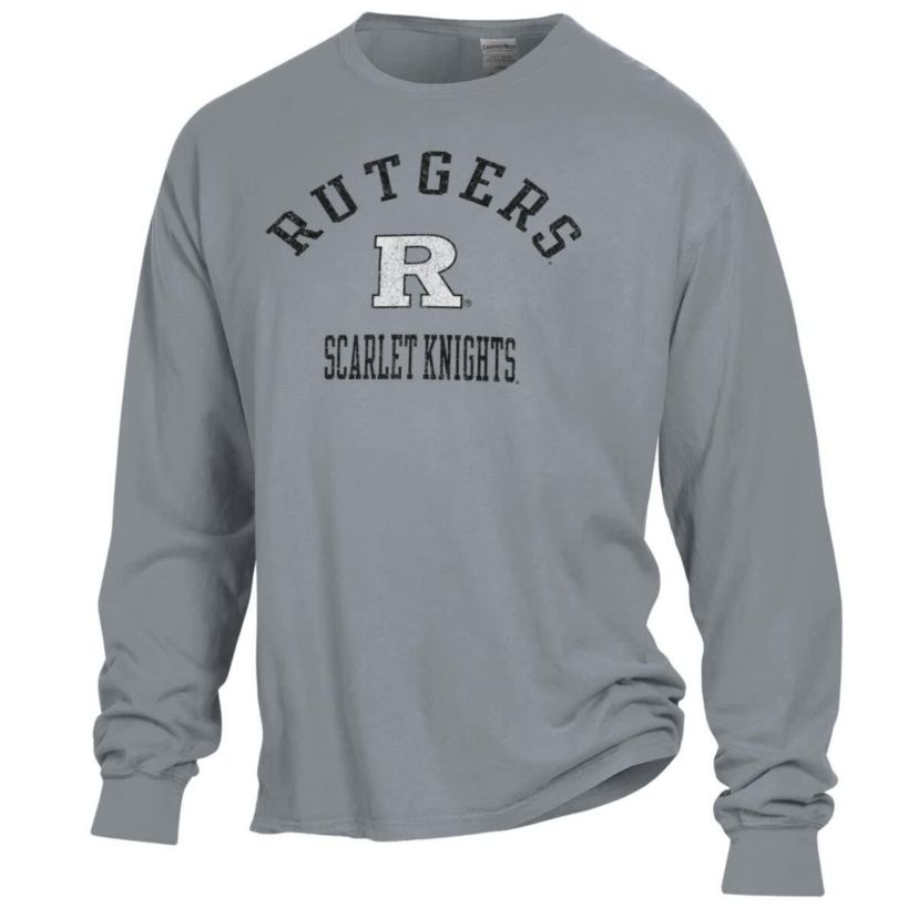Rutgers Scarlet Knights NCAA Rutgers Knights Arch Logo Garment Dyed Long Sleeve T-Shirt