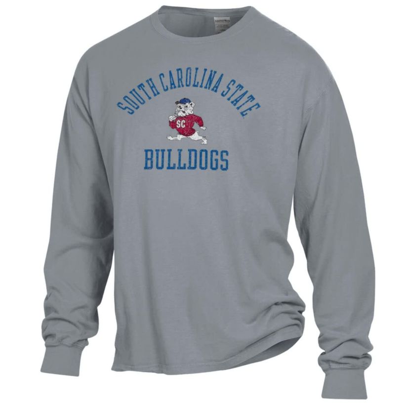 SC State Bulldogs NCAA South Carolina State Bulldogs Arch Logo Garment Dyed Long Sleeve T-Shirt