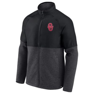 NCAA Fanatics Black/Heathered Oklahoma Sooners Durable Raglan Full-Zip Jacket