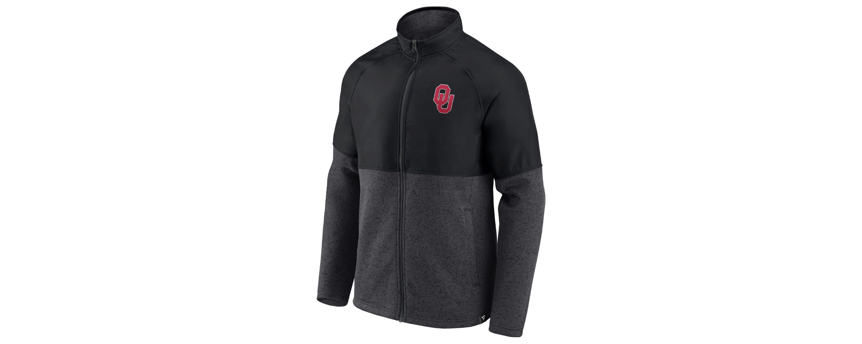 NCAA Fanatics Black/Heathered Oklahoma Sooners Durable Raglan Full-Zip Jacket