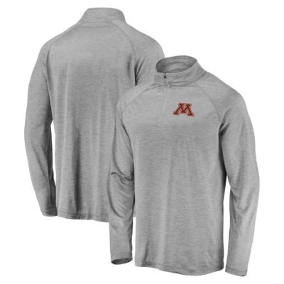 Men's NCAA Fanatics Minnesota Golden Gophers Striated Raglan Lightweight Quarter-Zip Top, Gray, 4XL