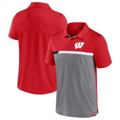 Men's NCAA Fanatics Wisconsin Badgers Split Block Color Block Polo, Red, Small