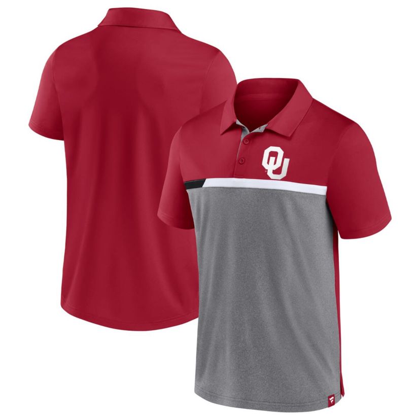 NCAA Fanatics Oklahoma Sooners Split Block Color Block Polo