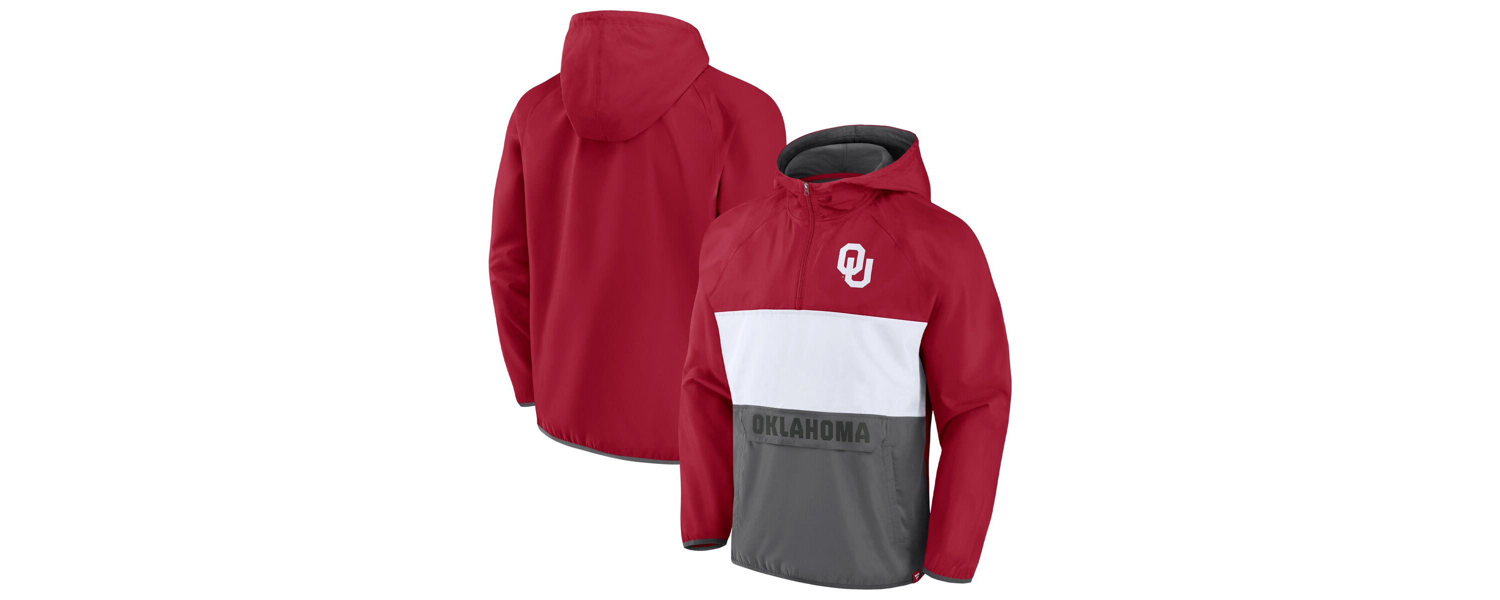 NCAA Fanatics Oklahoma Sooners Victory On Raglan Quarter-Zip Hoodie