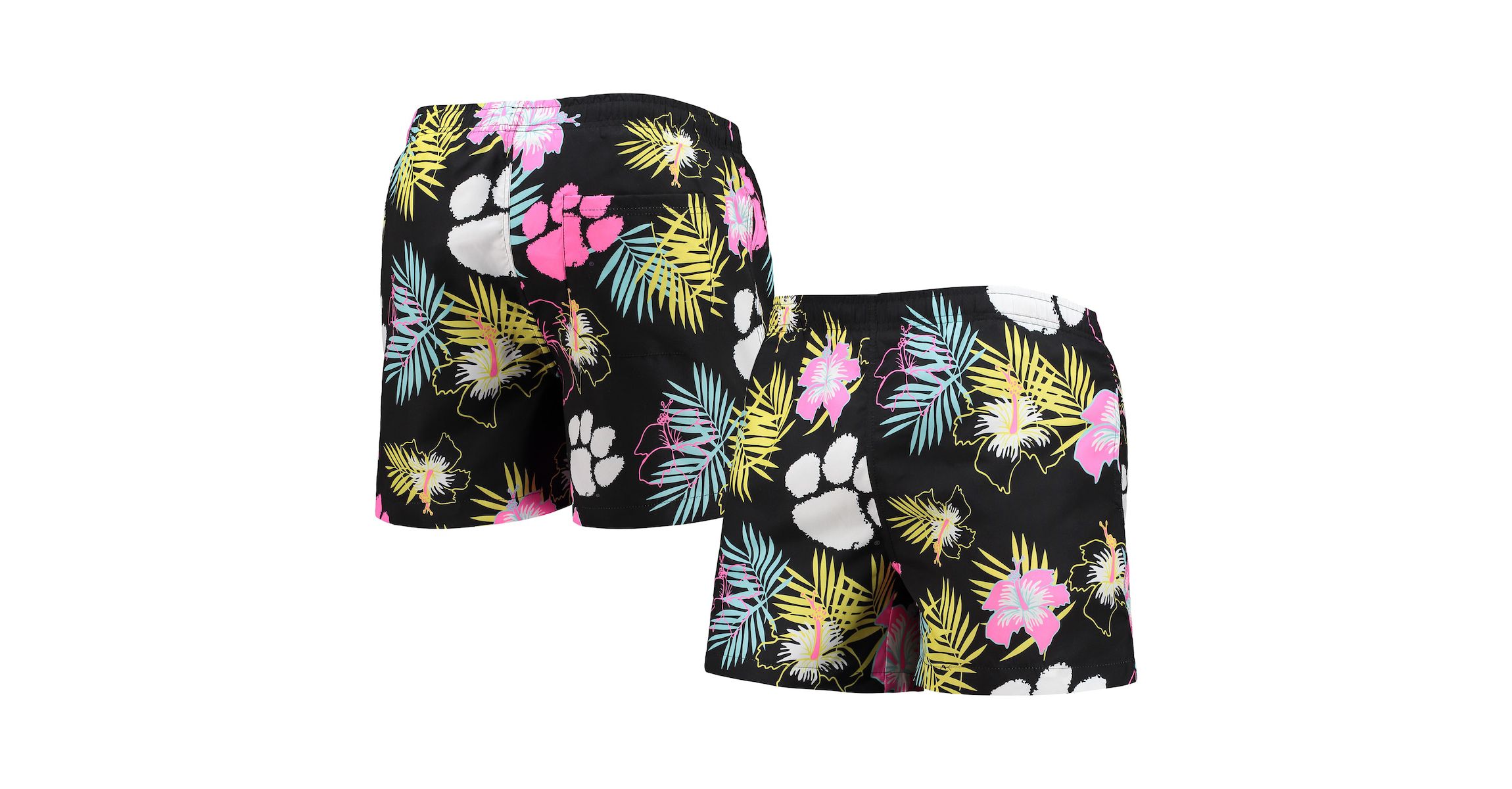 NCAA Clemson Tigers Neon Floral Swim Trunks