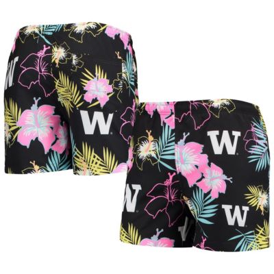 NCAA Washington Huskies Neon Floral Swim Trunks